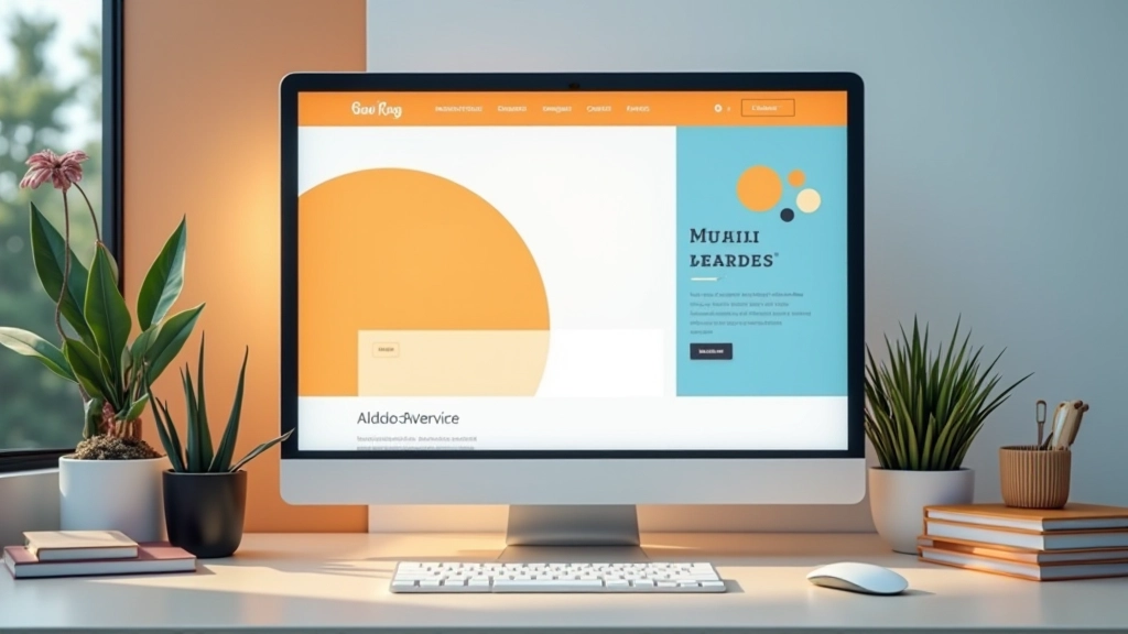 Website interface showing complementary colour scheme with orange and blue buttons and navigation elements